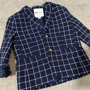 Janie and Jack Navy Checkered Boys Blazer